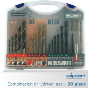 Drill and screwdriver set 30 piece in carry case steel masonry wood(ALP KIT30)