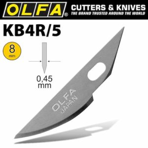 Olfa art curved carving blade 5/pack 8mm(BLA KB4R5)