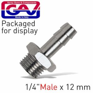 Hose adaptor 1/4 x 12mm  packaged(GAV1233-11P)