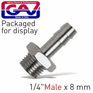 Hose adaptor 1/4'm x 8mm packaged(GAV1233-4P)