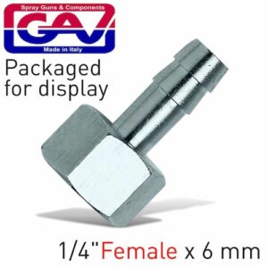 Hose adaptor 1/4f x 6mm packaged(GAV1234-1P)