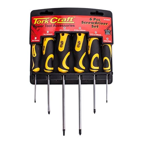 Screw driver set 6 pce with wall mountable rack s2 pz sl(KT2222)