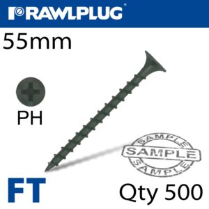Drywall screw coarse thread 3.5mmx55mm x500-box(RAW R-FT-3555)