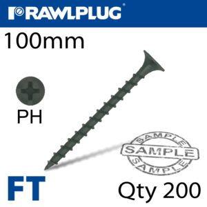 Drywall screw coarse thread 4.8mmx100mm x200-box(RAW R-FT-48100)