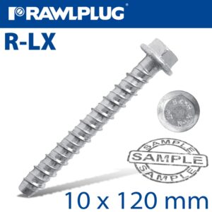 Concrete screwbolt 10x120mm hex with flange galv 25/box(RAW R-LX-10X120-HF-ZP)