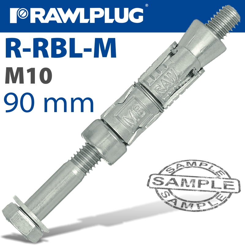 Shield anchor m10x90x25mm x50-box (16mm hole)(RAW R-RBL-M10-25W)