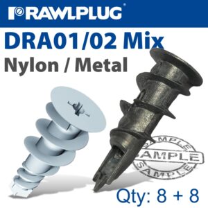 Self drill drywall fixings mixed bag 8:8(RAW R-S1-DRA01-02MIX)
