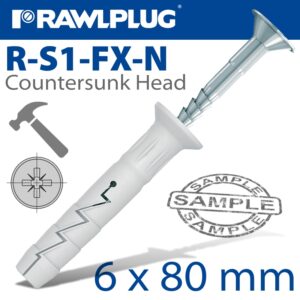 Nyl hammer-in fixing 6x80mm + csk head x10 -bag(RAW R-S1-FX-N06L080-10)