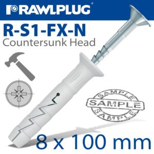 Nyl hammer-in fixing 8x100mm + csk head x10 -bag(RAW R-S1-FX-N08L100-10)