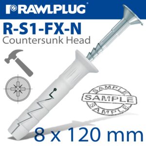 Nyl hammer-in fixing 8x120mm + csk head x10 -bag(RAW R-S1-FX-N08L120-10)