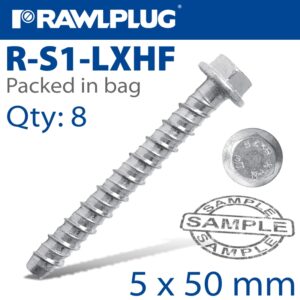 Concrete screw bolt r-lx hex + flange x8 -bag(RAW R-S1-LXHF05050Z-8)