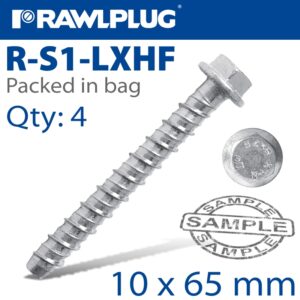 Concrete screw ancor r-lx hex with flange zinc plated(RAW R-S1-LXHF10065-4)