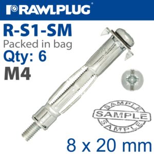 Interset cavity fixing m4x8x20mm 6 per bag(RAW R-S1-SM04020-6)