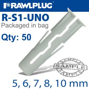 Universal plug assorted 5 6 7 8 10mm x50-bag(RAW R-S1-UNO-YRBBG)
