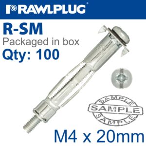 Interset fixing for drywall m4x20mm x100-box 8mm drill(RAW R-SM-04020)
