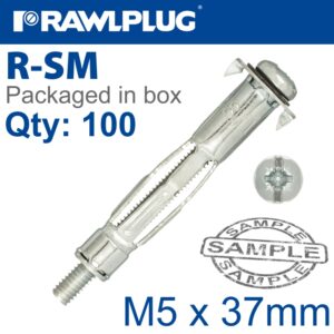 Interset fixing for drywall m5x37mm x100-box 10mm drill(RAW R-SM-05037)