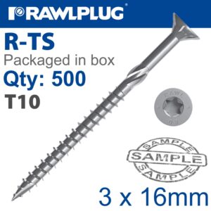 Torx t10 chipboard screw 3.0x16mm x500-box(RAW R-TS-3016)
