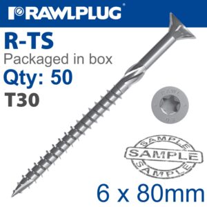 Torx t30 chipboard screw 6.0x80mm x50-box(RAW R-TS-6080)