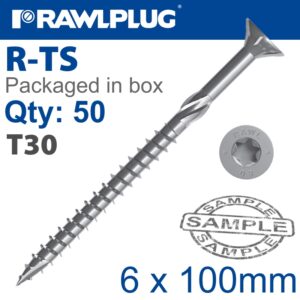 Torx t30 chipboard screw 6.0x100mm x50-box(RAW R-TS-6100)