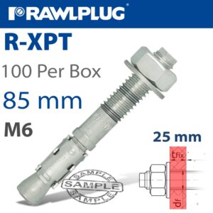 Throughbolt m6x85x25mm x100 -box(RAW R-XPT-06085-25)