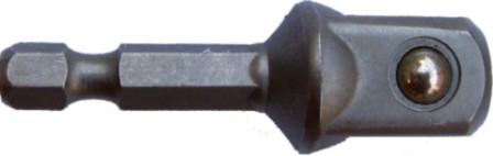 Socket adaptor 1/2'm sq x 50mm 1/4'm hex shank bulk(T AD12050B)