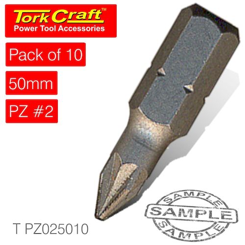 Power bit pozi 2 pz2 50mm 10 pce screwdriver bit pack(T PZ025010)
