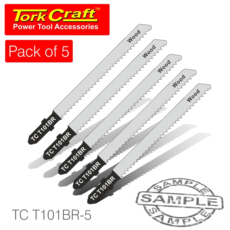 T-shank jigsaw blade reverse tooth 2.5mm 10tpi 100mm wood 5pc(TC T101BR-5)