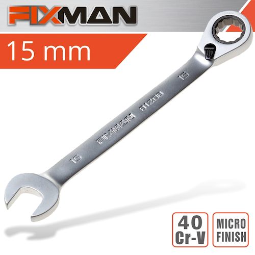 Fixman reversible combination ratcheting wrench 15mm(FIX B1208)