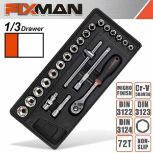 Fixman 22-pc 3/8' dr.sockets & accessories(FIX F1BT36)