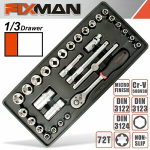 Fixman 31-pc 3/8'dr.sockets & accessories(FIX F1BT48)