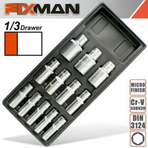Fixman tray 12 piece 1/2' drive deep sockets(FIX F1BT63)