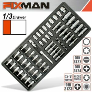 Fixman tray 57 piece 1/4' drive sockets and accessories(FIX F1BT64)
