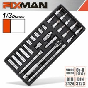 Fixman 26-pc 3/8' dr.sockets & accessories(FIX F1BT71)