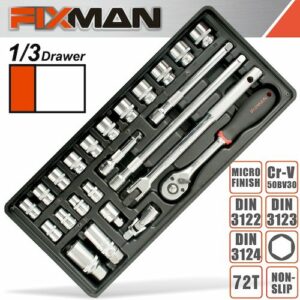 Fixman tray 24 piece 3/8' drive sockets and accessories(FIX F1BT72)
