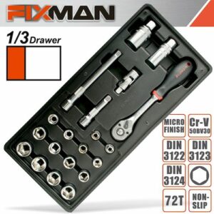 Fixman 20-pc 3/8' dr.sockets & accessories(FIX F1BT73)