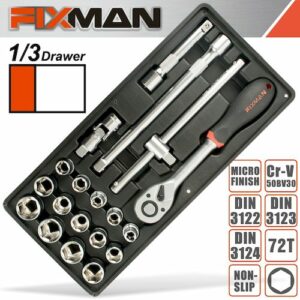 Fixman 19-pc 1/2' dr.sockets & accessories(FIX F1BT76)