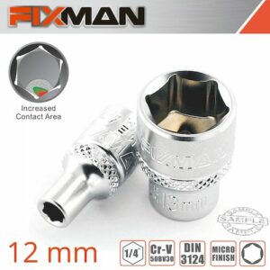 Fixman 1/4' drive hex socket 12mm(FIX H0111M)
