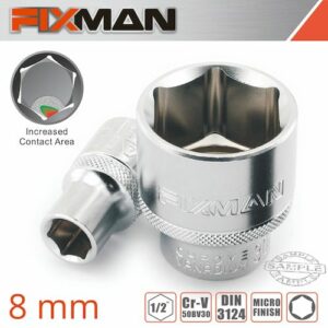 Fixman 1/2' drive hex socket 8mm x 21.8mm(FIX H0301M)