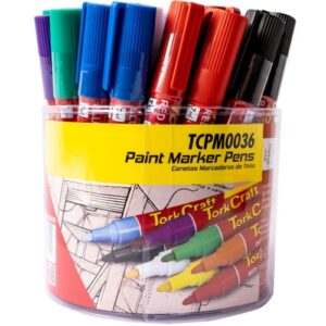 Tork Craft 36Pc Paint Marker Pens in Plastic Tub, 8 Colours | TCPM0036