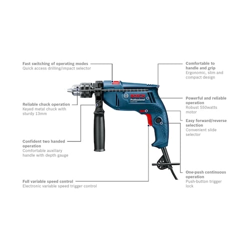 Bosch GSB 550 Freedom Kit Impact Drill - Tools4Builders