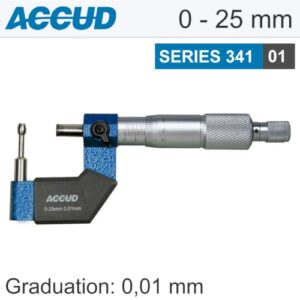 Cylindrical anvil tube micrometer 8x1.8mm 0-25mm