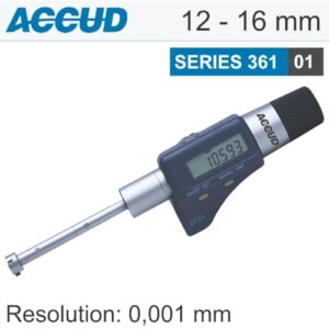 Digital three points internal micrometer with setting ring 12-16mm/0.4