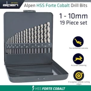 Hss cobalt 19 pcs set forte km19 1 - 10 x 0.5mm