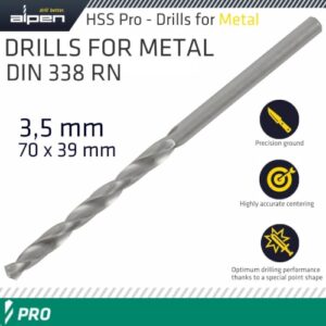 Pro hss 3.5mm drill din 338 rn 135 split point plastic wallet