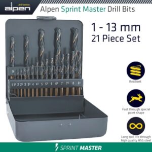 Sprint master 21 pce set km21 1 -8.5 x 0.5 9-13 x 1mm metal box