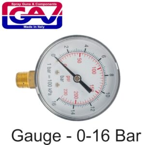 Pressure gauge 0-16bar 1/4lower63mm packaged