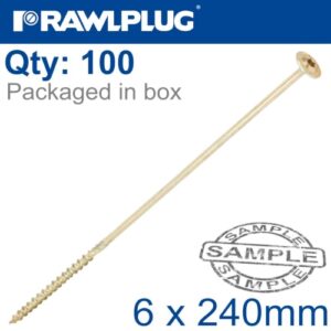 Timber construction screw 6x240 mm zinc plated box of 100(RAW R-CS-60240-WH)