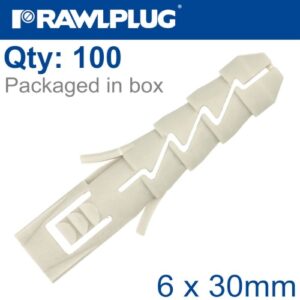 Nyl expansion plug 6mmx30mm x100-box(RAW R-FIX-N-06)