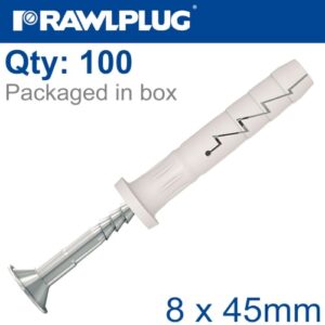 Nyl hammer-in fixing 8x45mm cyl head x100-box(RAW R-FX-N-08C045)