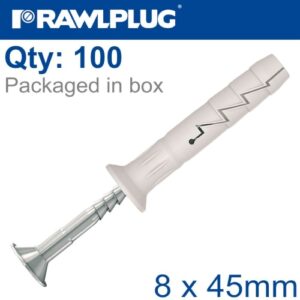 Nyl hammer-in fixing 8x45mm + cskhead x100 -box(RAW R-FX-N-08L045)